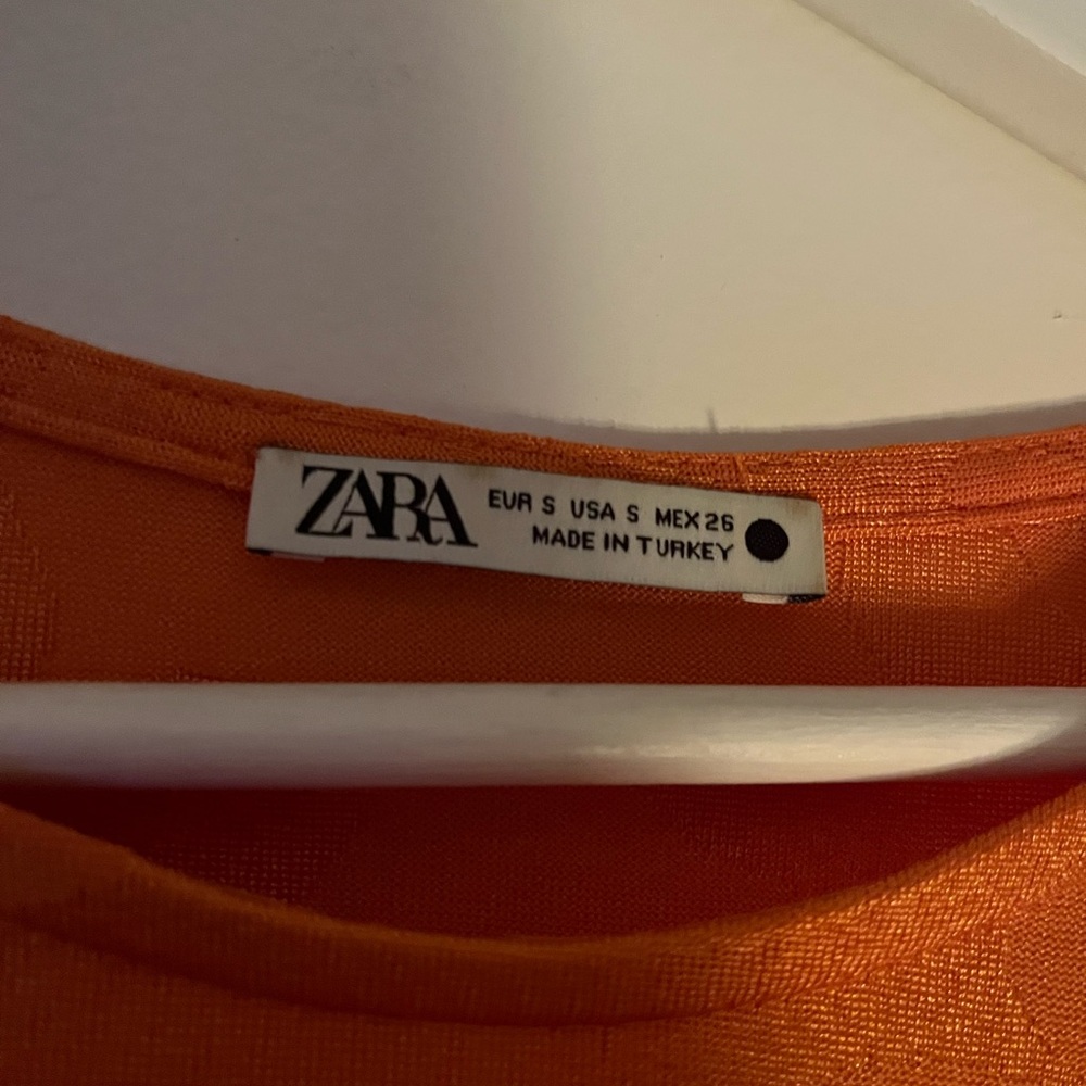 Zara Orange Asymmetrical Long Jacquard Dress - Picture 4 of 5